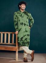 Viscose Green Eid Wear Embroidery Work Readymade Kurta Pajama